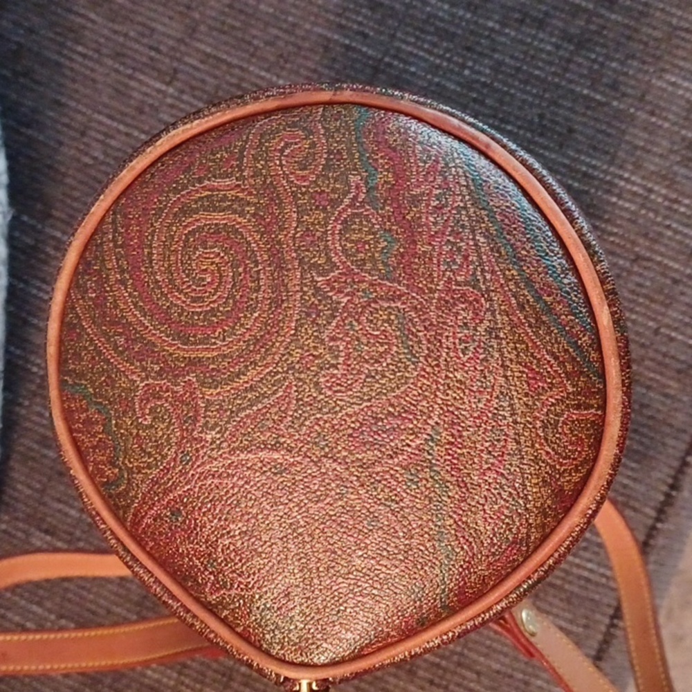 👜ETRO BROWN PAISLEY PRINT COATED CANVAS BOSTON BAG - Picture 10 of 16